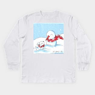 Snowpup Friend Kids Long Sleeve T-Shirt